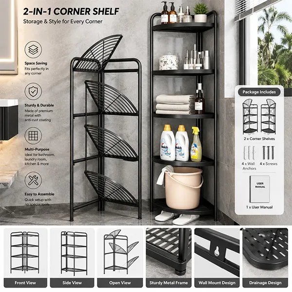 4 layer foldable corner shelves