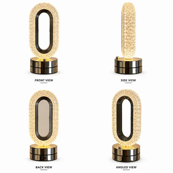 Oval Shape Rechargeable Crystal Night Touch Lamp (Both AC/DC)