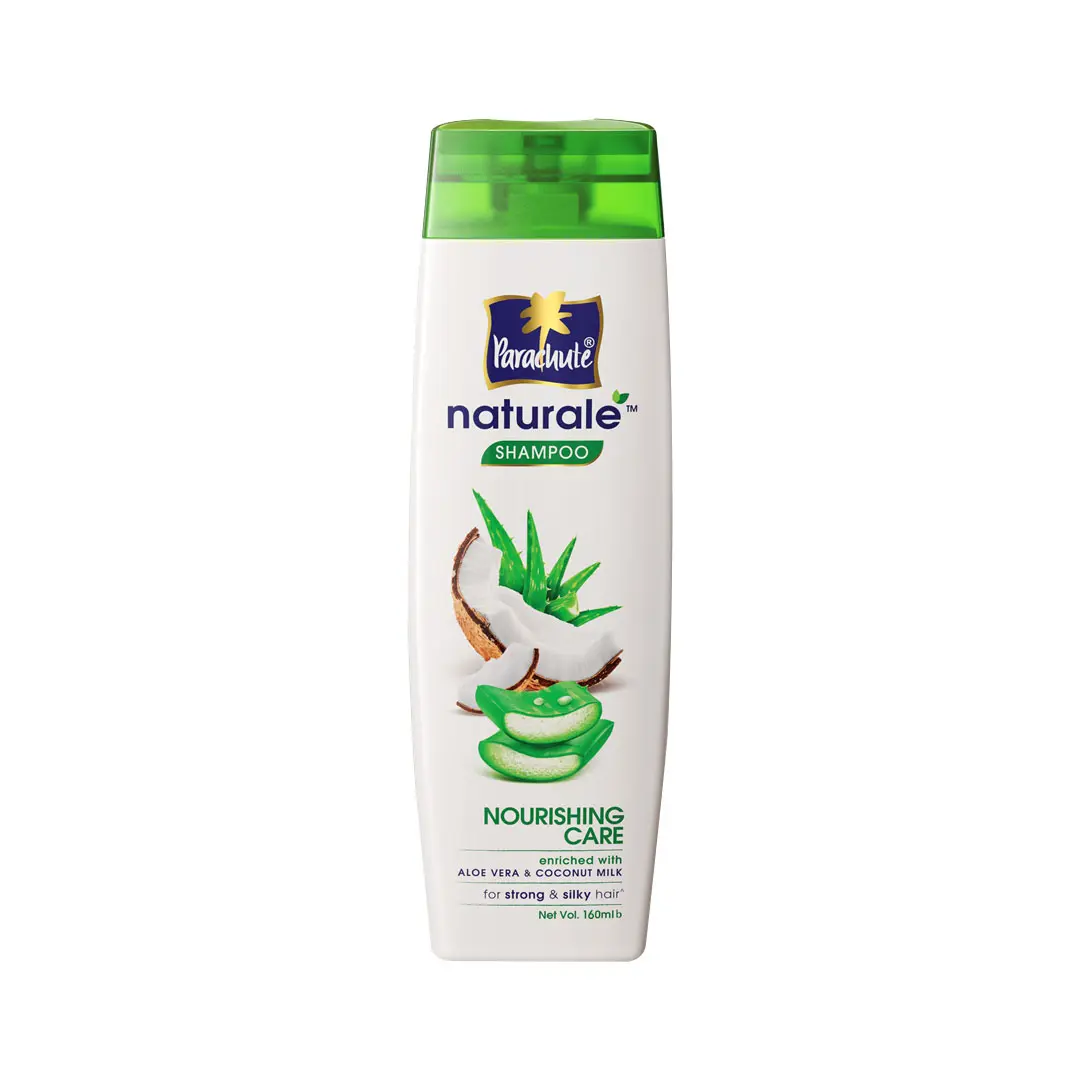 Parachute Naturale Nourishing Care Shampoo with Aloe Vera & Coconut Milk, For Strong & Silky Hair, Smoothens Hair, Paraben Free, 100% Vegan, All Hair Types, 160 ml