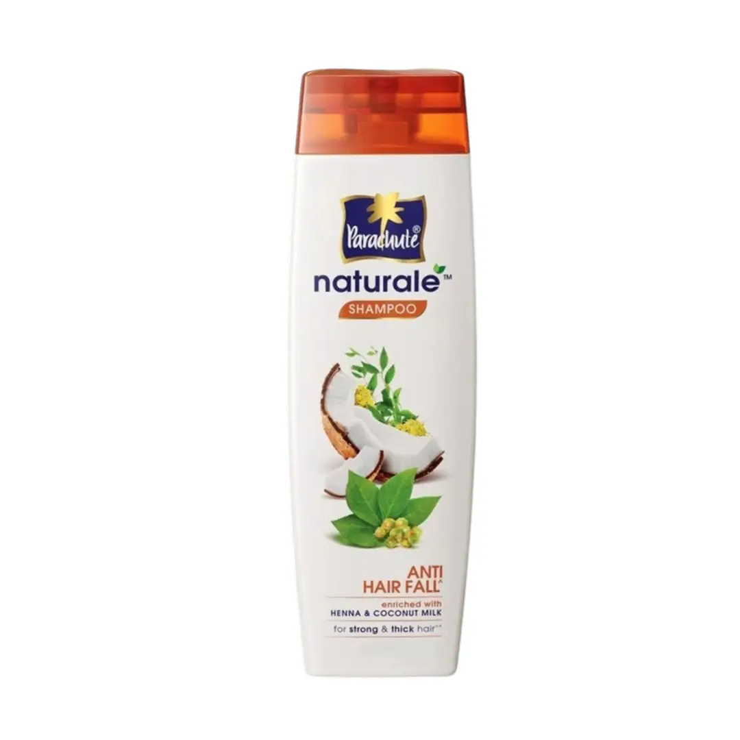 Parachute Naturale Anti Hair Fall Shampoo with Henna & Coconut Milk, For Strong & Thick Hair, Reduces Hair Fall, Paraben Free, 100% Vegan, All Hair Types, 320 ml