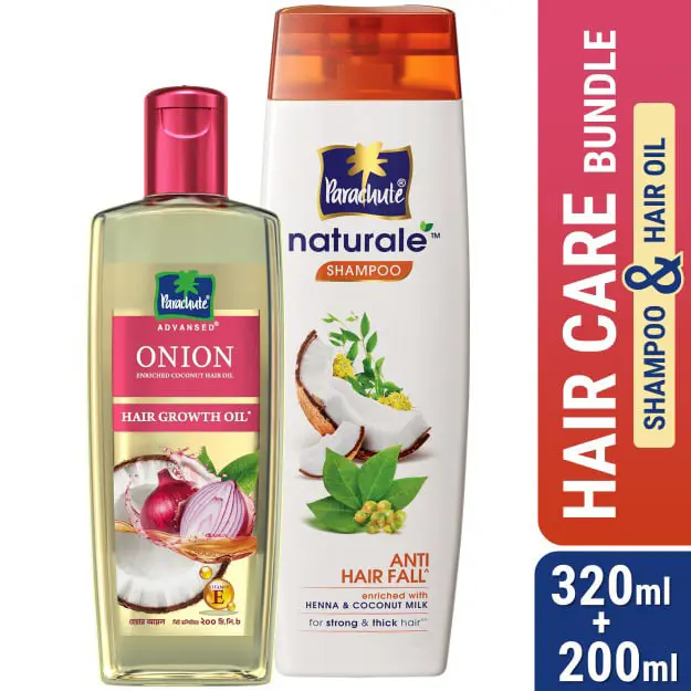 Parachute Naturale Shampoo Anti Hair Fall 320ml & Parachute Advansed Onion Enriched Coconut Hair Growth Oil 200ml Combo