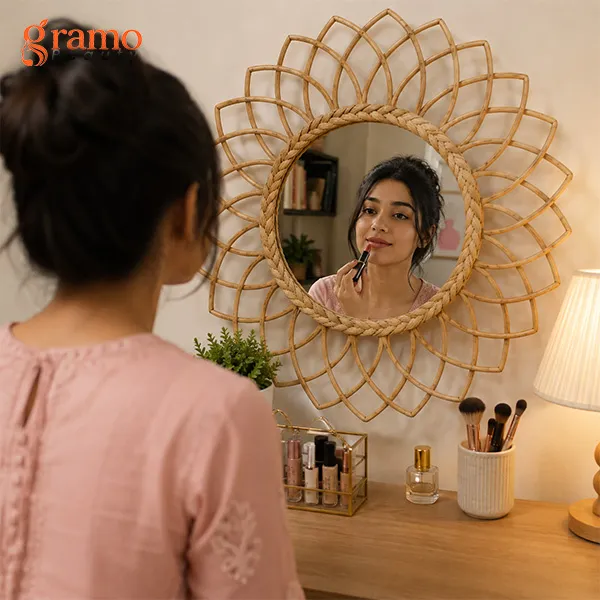 Elegant Rattan Wall Mirror for Modern Home Décor